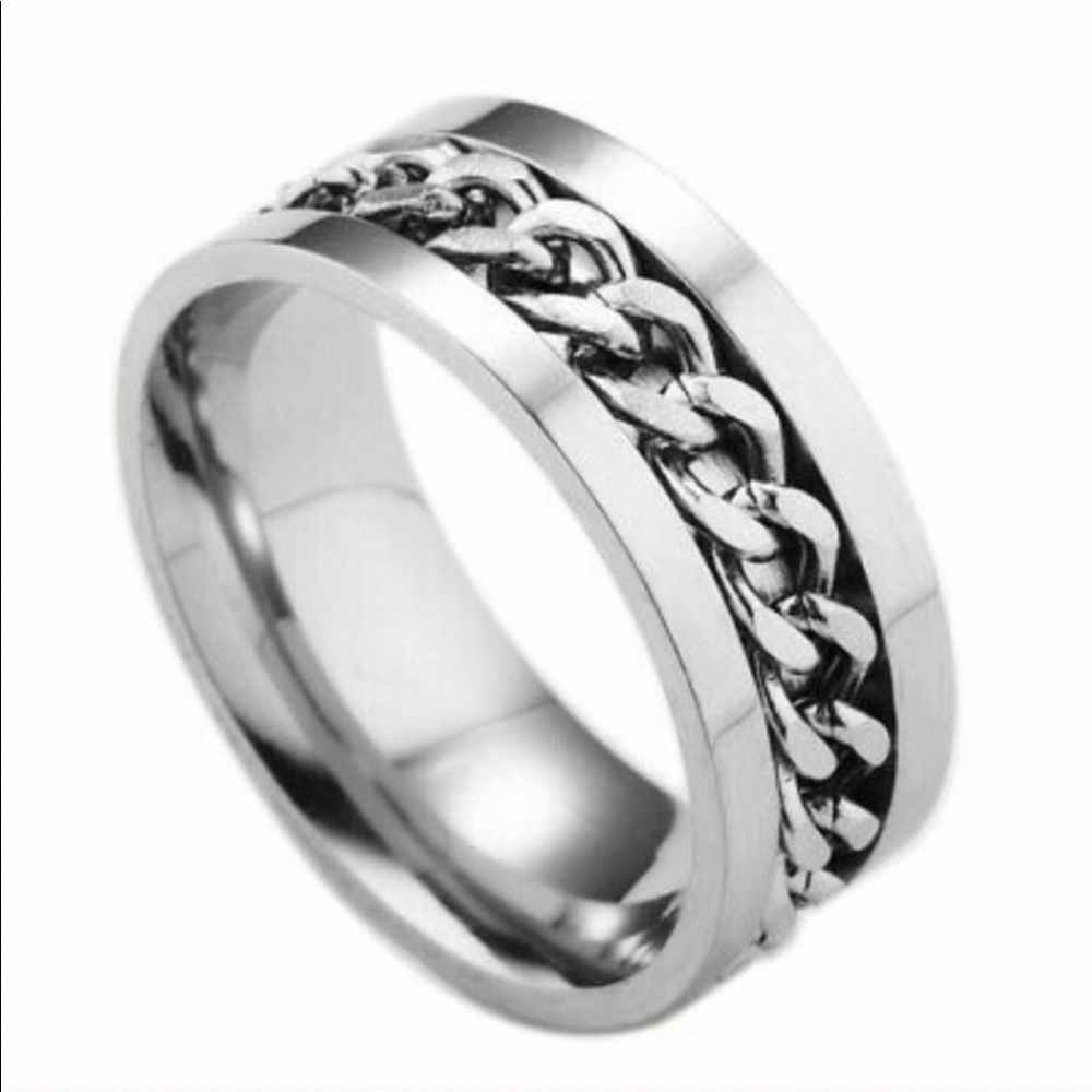 NEW Stainless steel silver tone spinner ring band Size 6 Unisex